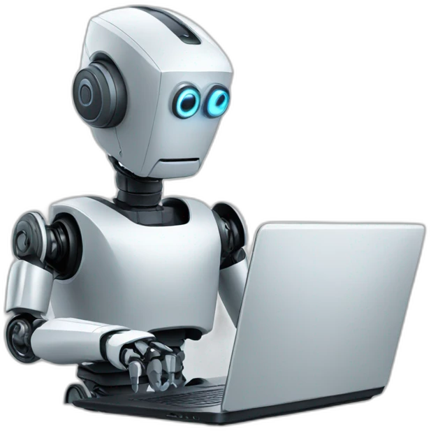 robot using laptop emoji