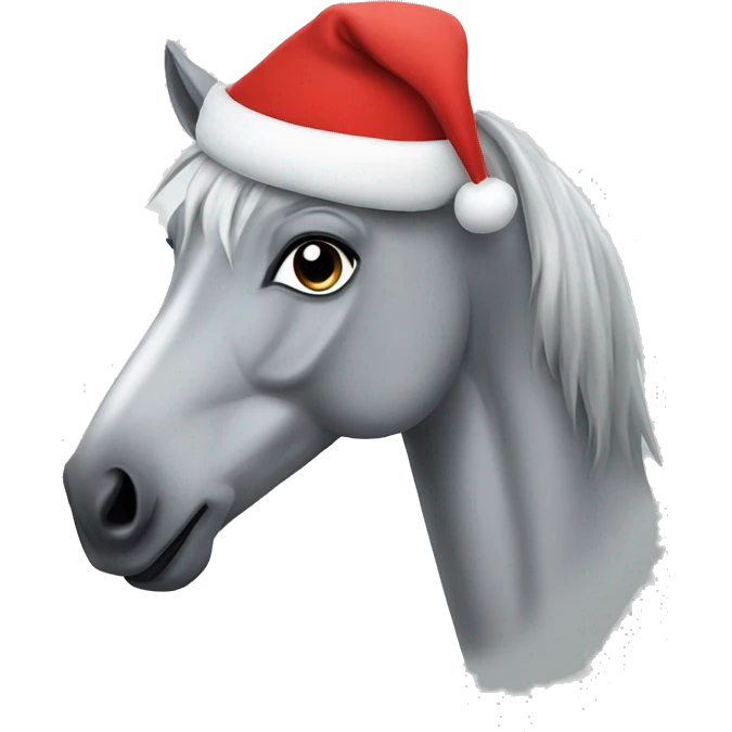 Grey horse with Santa hat emoji