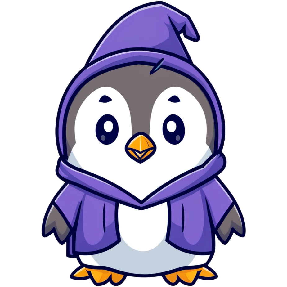 cute penguin wizard casting a spell emoji