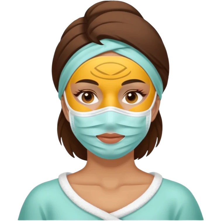 Lady with face mask spa beauty full face relaxing emoji