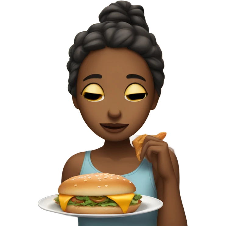 girl enjoying food on street with eyes closed emoji