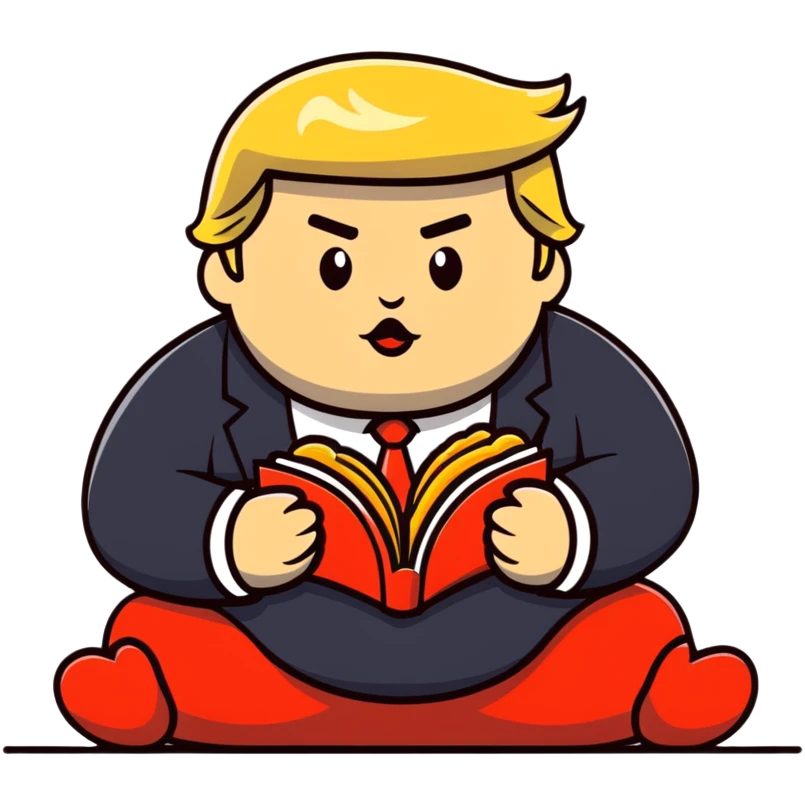 Chubby Donald trump sitting on the ground eating McDonald’s  emoji