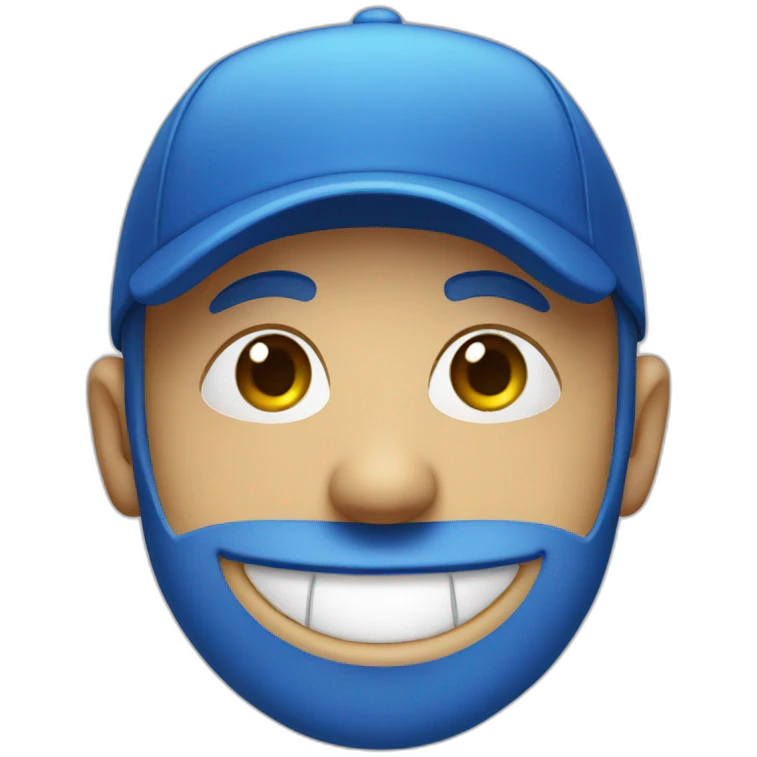 blue face smiling with a blue cap emoji