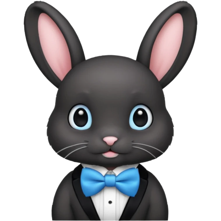 black bunny with blue bowtie emoji