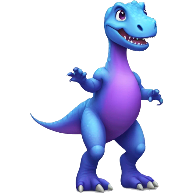 Female full body blue and purple dinosaur emoji