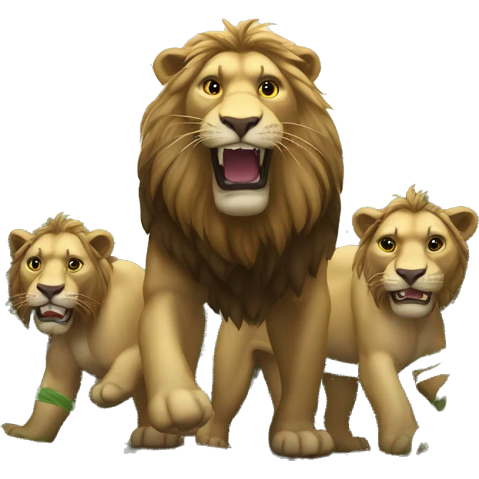 3 lions conquering the jungle emoji