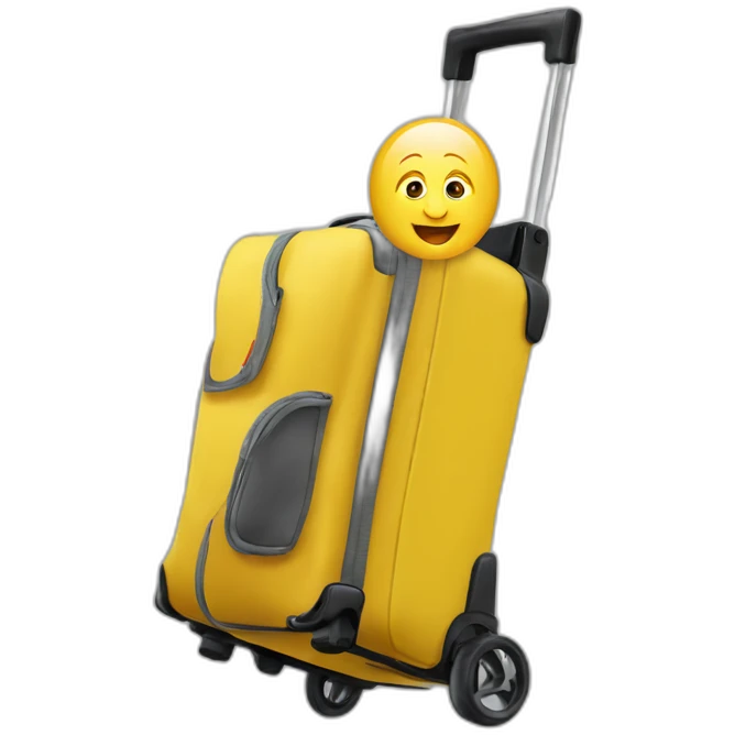 Small vladimir putin yellow wheelchair jumps out of suitcase emoji