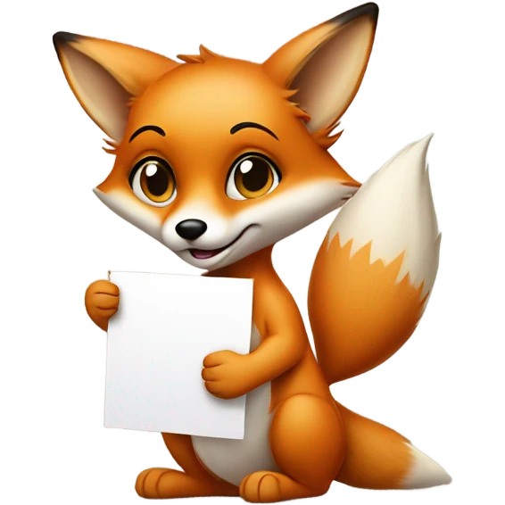 Detailled and photorealistic Baby fox with a blank sign emoji