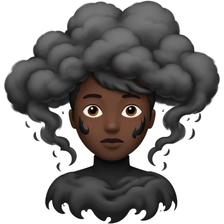 A black head covered in black smoke emoji