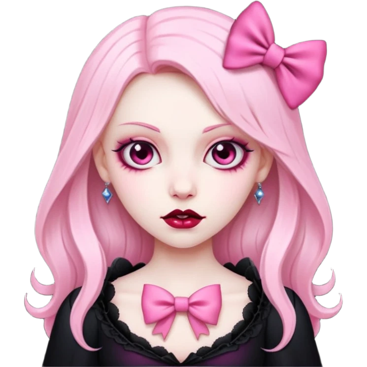 Create vampire with a pink bow on its head emoji