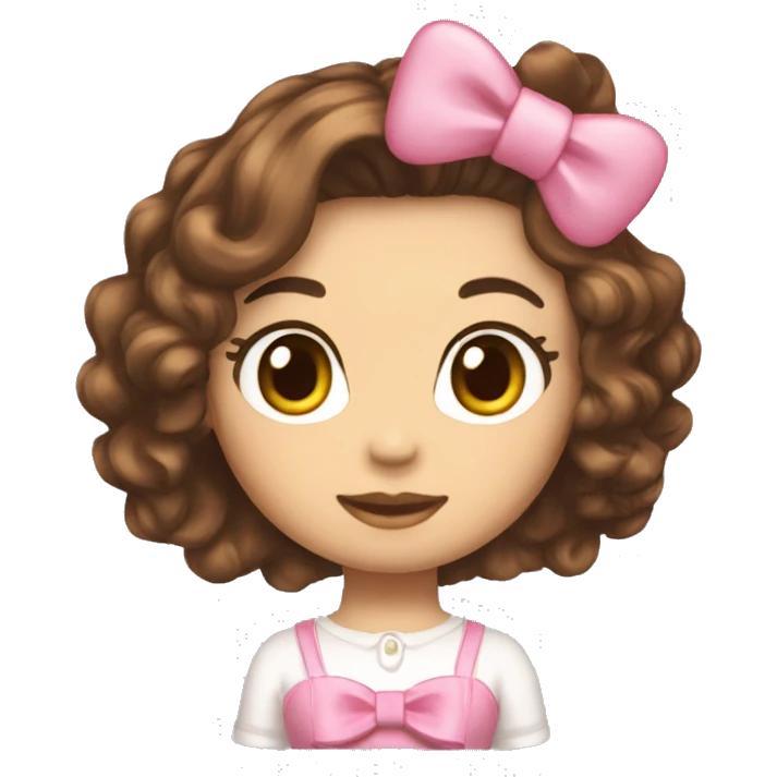 fille cheveux marron hello kitty  emoji
