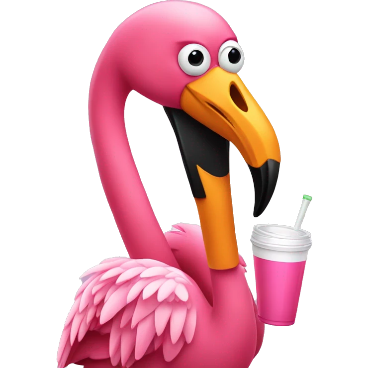 pink flamingo holding a solo cup emoji