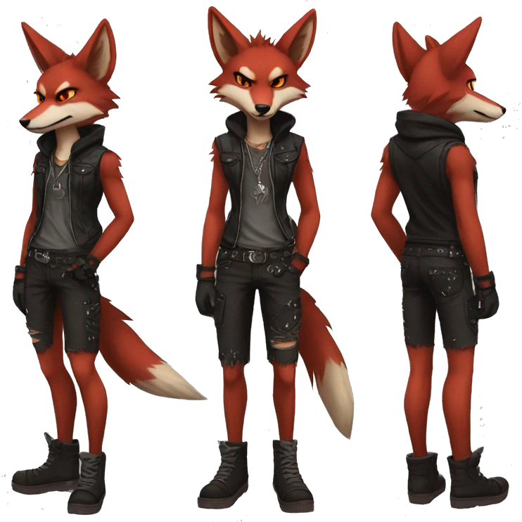Anthro Punk Red Coyote Full body emoji