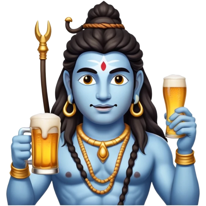 Shiva drinking a beer emoji