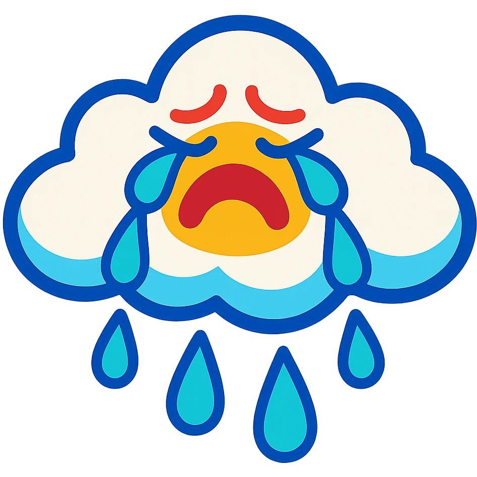 crying cloud in vibrant toon style emoji