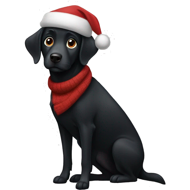 Black dog in Christmas  emoji