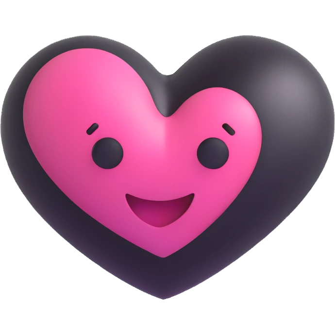 BLACKPINK-inspired 3D emoji, black and pink heart, shiny and bold emoji