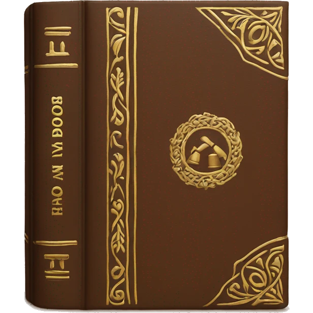 brown book with the title “ENGLISH” in the cover emoji
