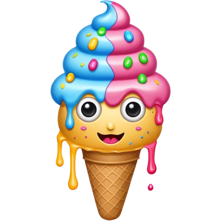 sprinkled ice cream with eyes emoji