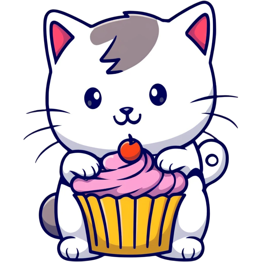 cupcake with a cat emoji