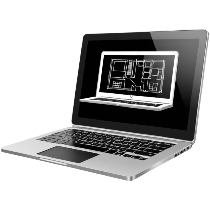 create an emoji of a laptop that has autocad architectural drawings on the screen emoji