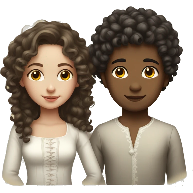 Georgian girl with curly hair and Russian boy with white skin emoji