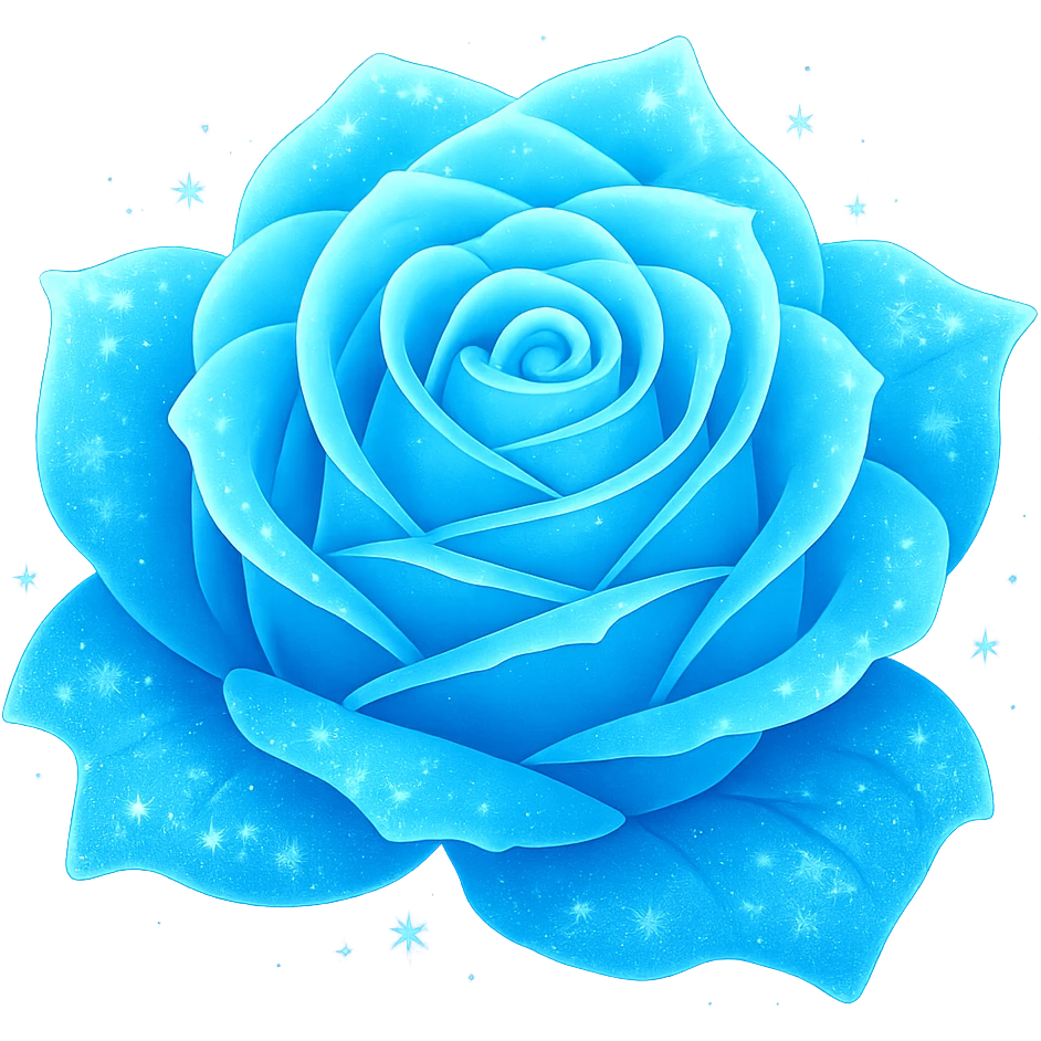 Make the frozen rose glow in the style of emoji, preserving the emoji look and feel, with no background. emoji