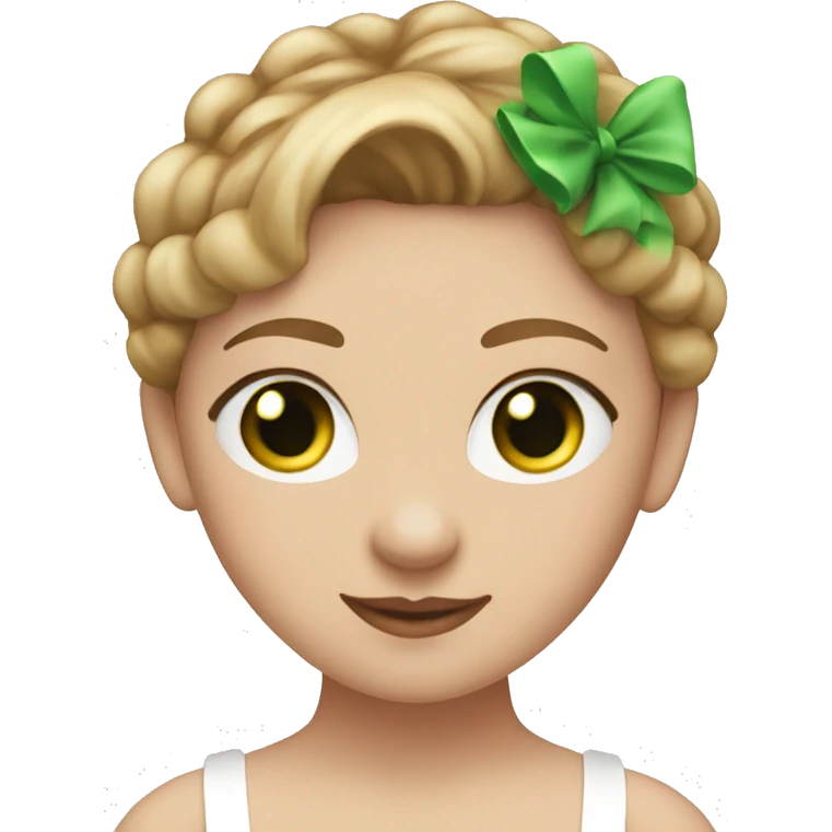 Ballerina with green eyes and light brown hair in a white and red costum  emoji