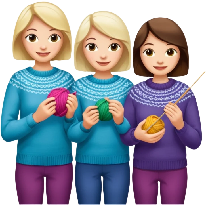 5 white ladies knitting on a cruise ship emoji