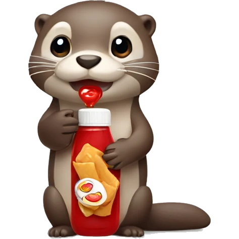 cute otter holding ketchup bottle emoji