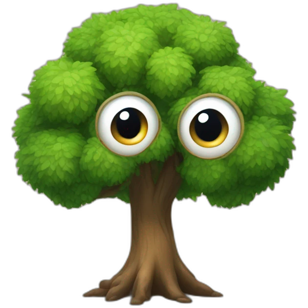Cute tree with big eyes emoji