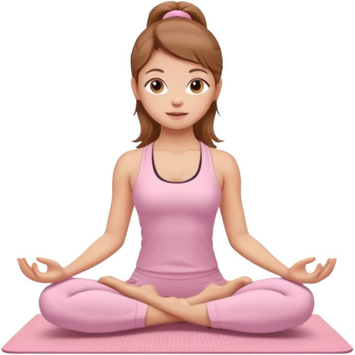 girl with light brown hair in a light pink yoga outfit on light pink yoga mat emoji
