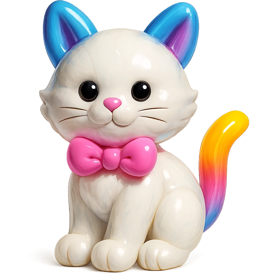 cute fluffy white kitten with a light pink bow emoji