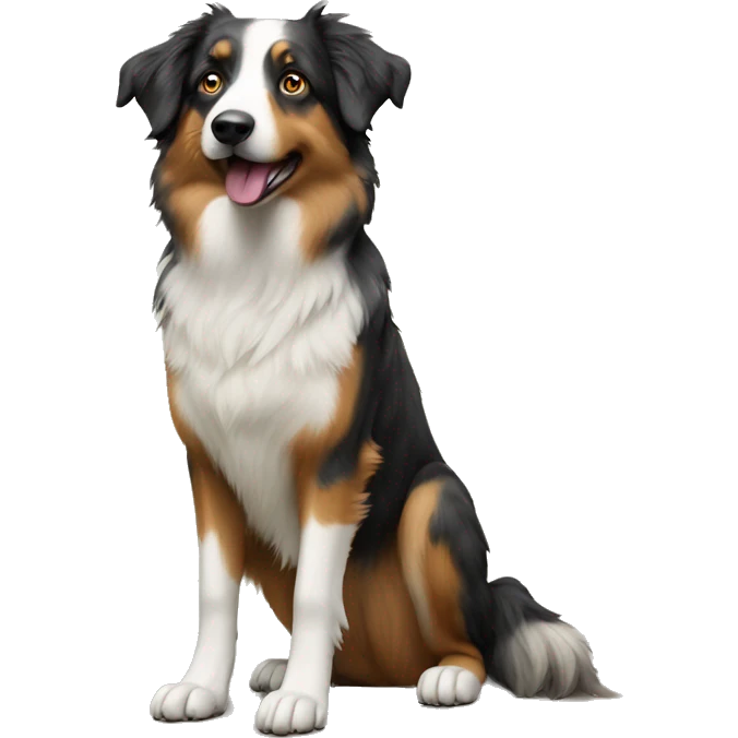 Aussie Shepherd standing on a frog emoji