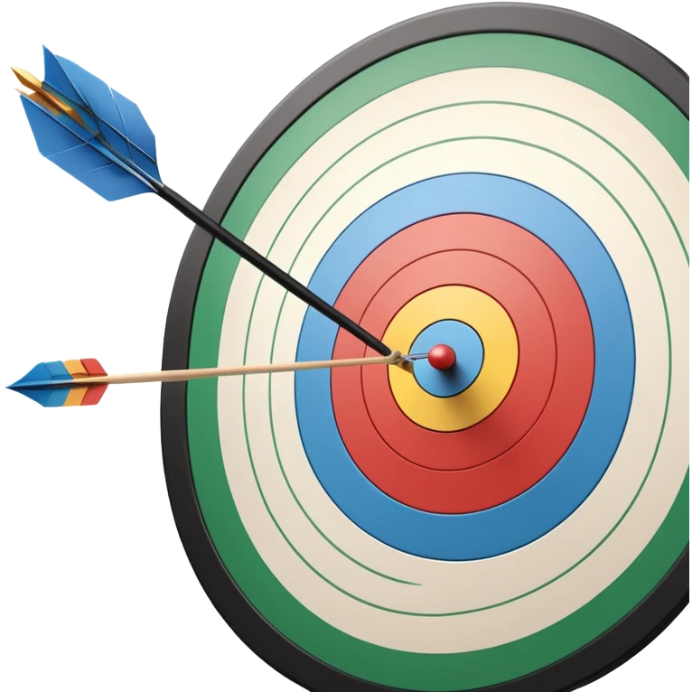 A close-up of a bowstring pulled taut with an arrow aimed at a target. The target's concentric rings are visible in the background, highlighting the focus and precision required for archery. The scene captures the grace and concentration of the sport. emoji