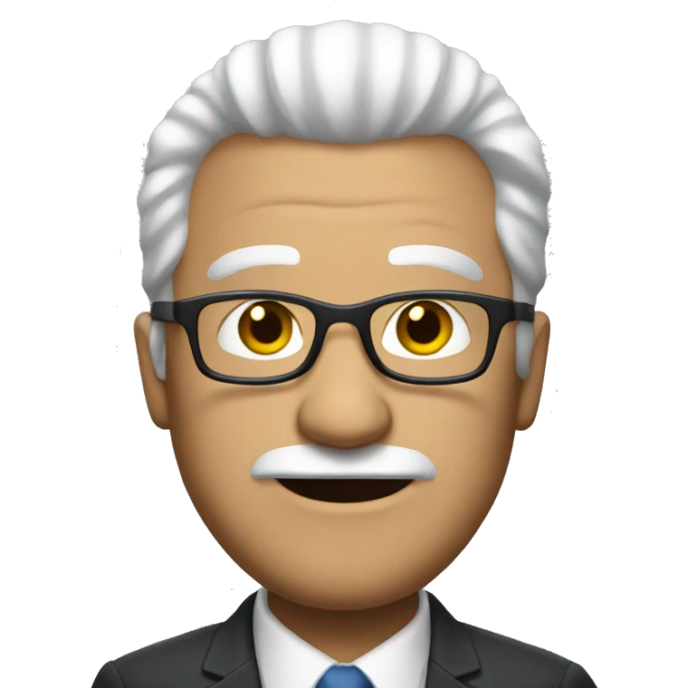 A heavy man white hair and glasses wearing a suit emoji