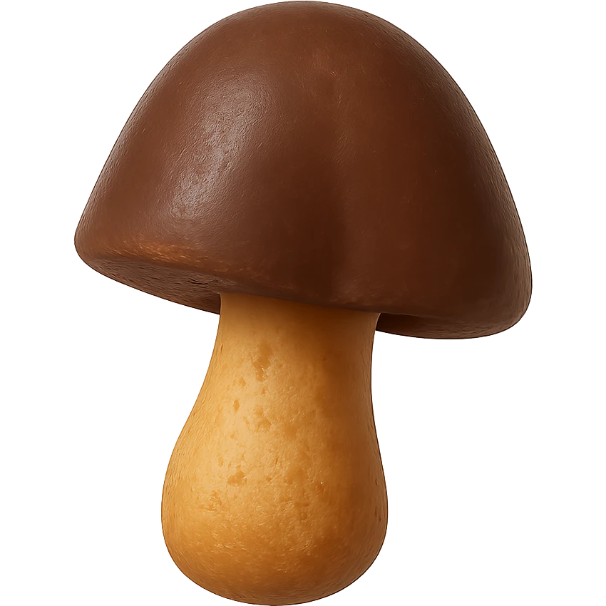 Choco Boy mushroom shaped like a cookie, side view emoji