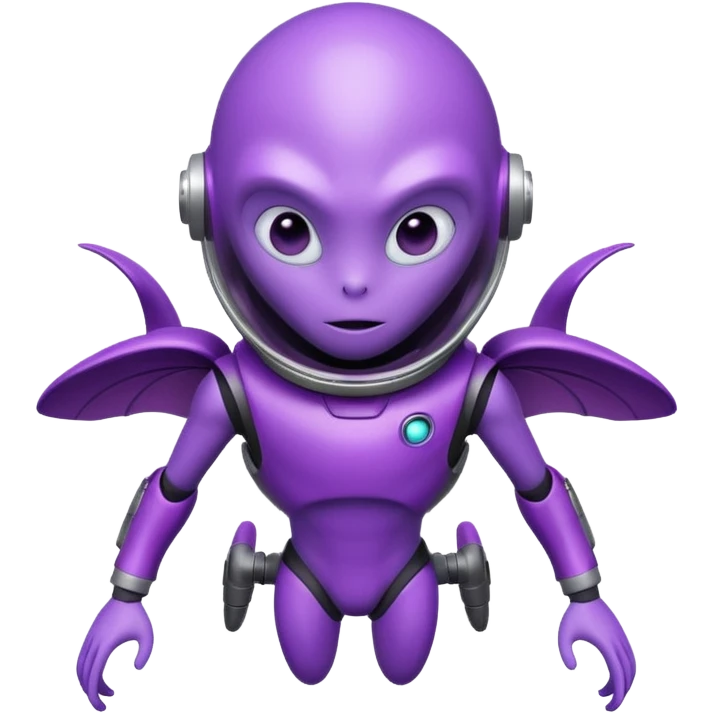 Purple alien floating with jetpack emoji