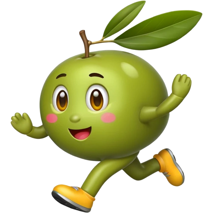 olive fruit running, cute emoji