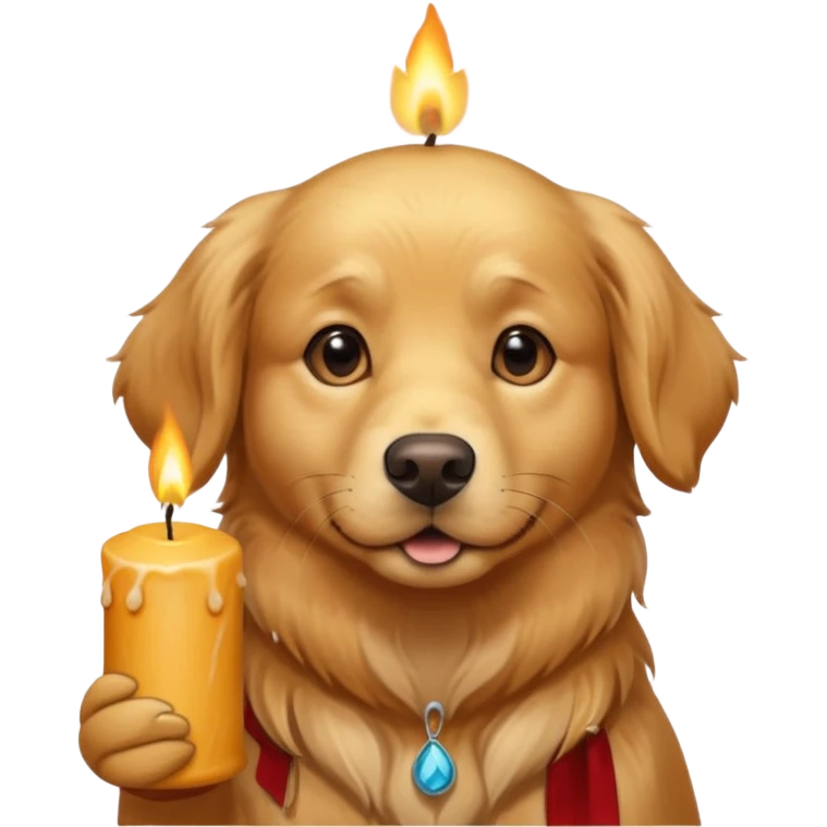 dog holding a lit aromatic candle in hand emoji