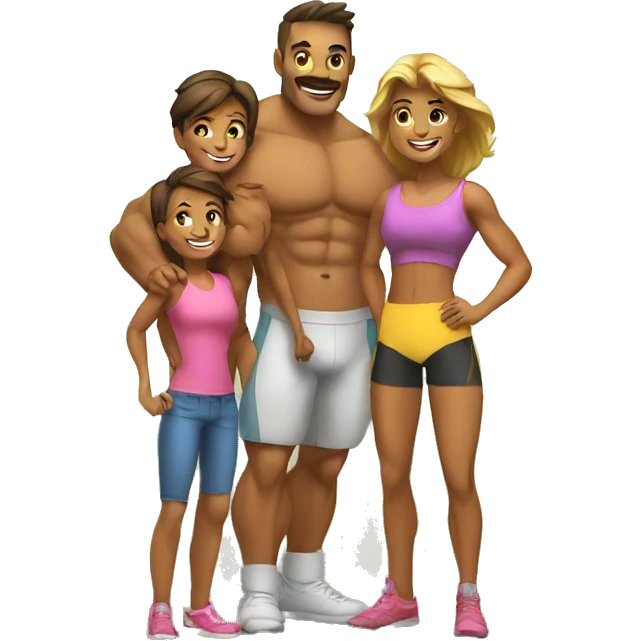 happy muscular family emoji