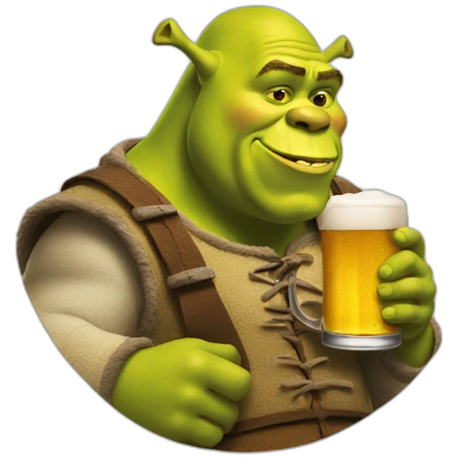 Shrek drinking beer emoji