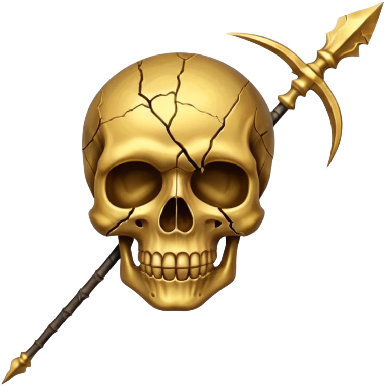 broken gold skull with a spear emoji