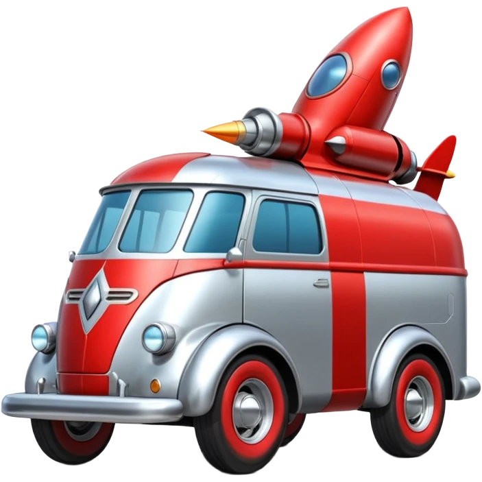 Heroic SuperBug hot rod Ron’s exterminator superminator futuristic rocket-powered tall robot Chevy delivery van (motto: bug out rocket Bombing creepy bugs is fun) emoji