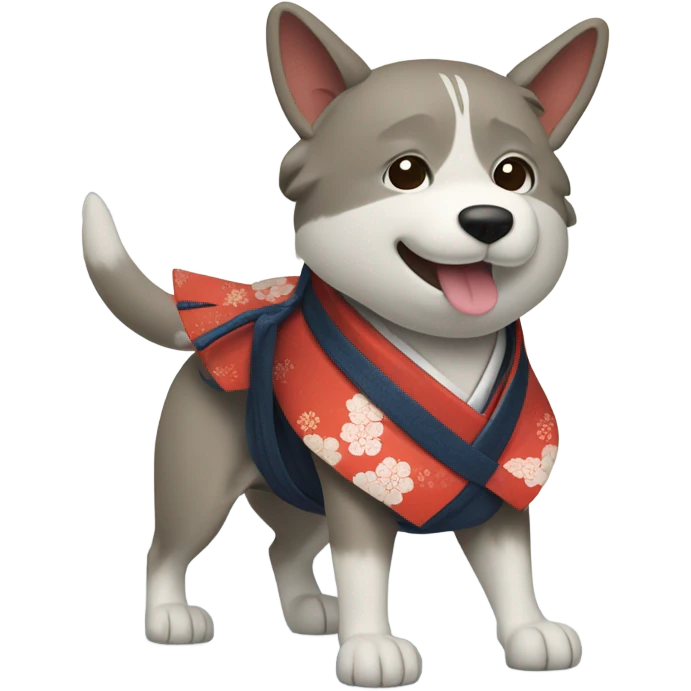 Japanese dog in samurai clothes skiing  emoji