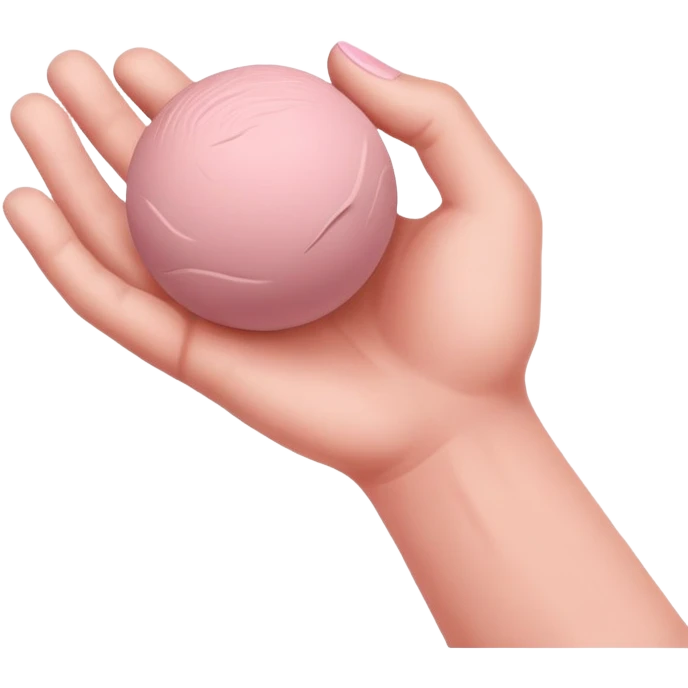 hand lightly tapping a pink ball of clay in the palm for surface shaping emoji