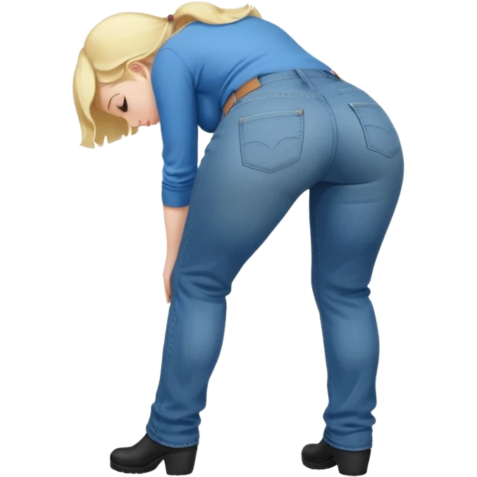 Naked blonde girl bending over with fat ass emoji