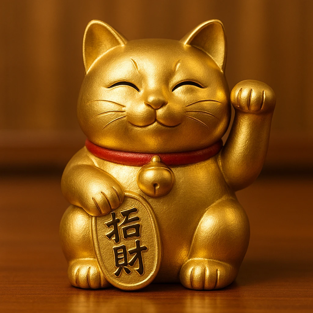 Gold Chinese lucky cat  emoji