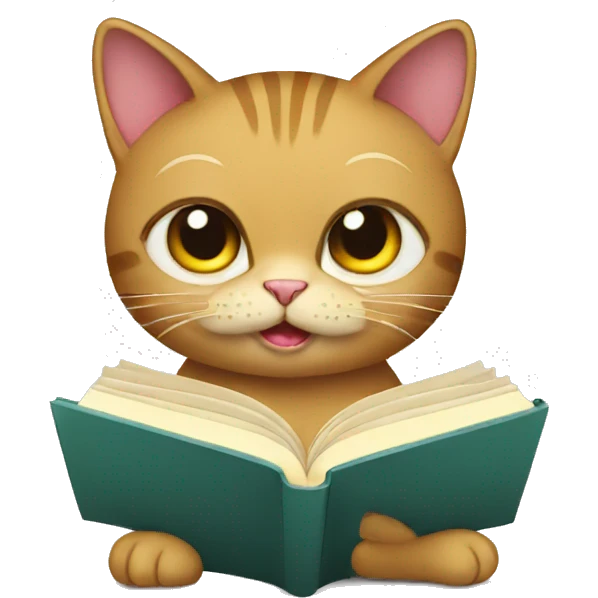 Cat reading a book emoji