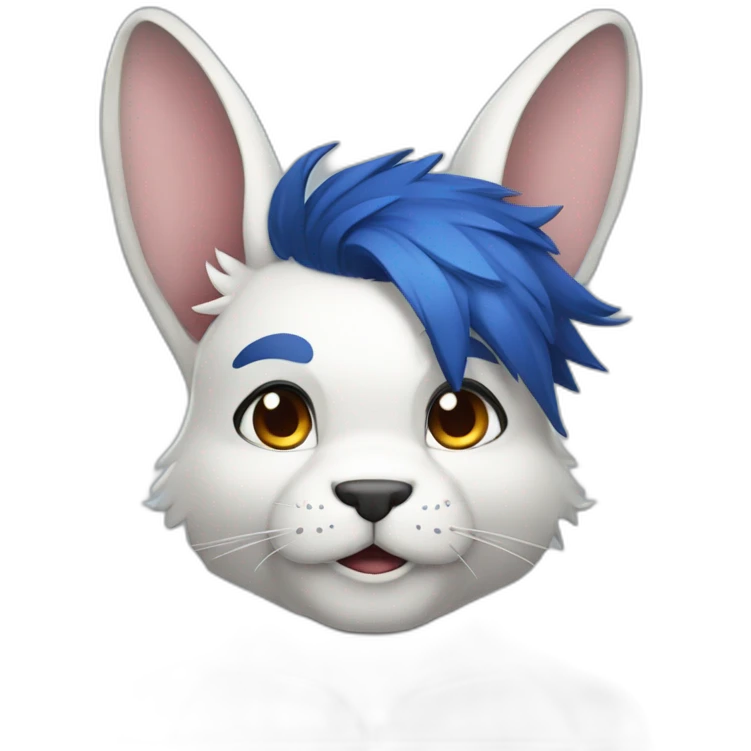 Muscular Anthro white rabbit with dark blue hair emoji